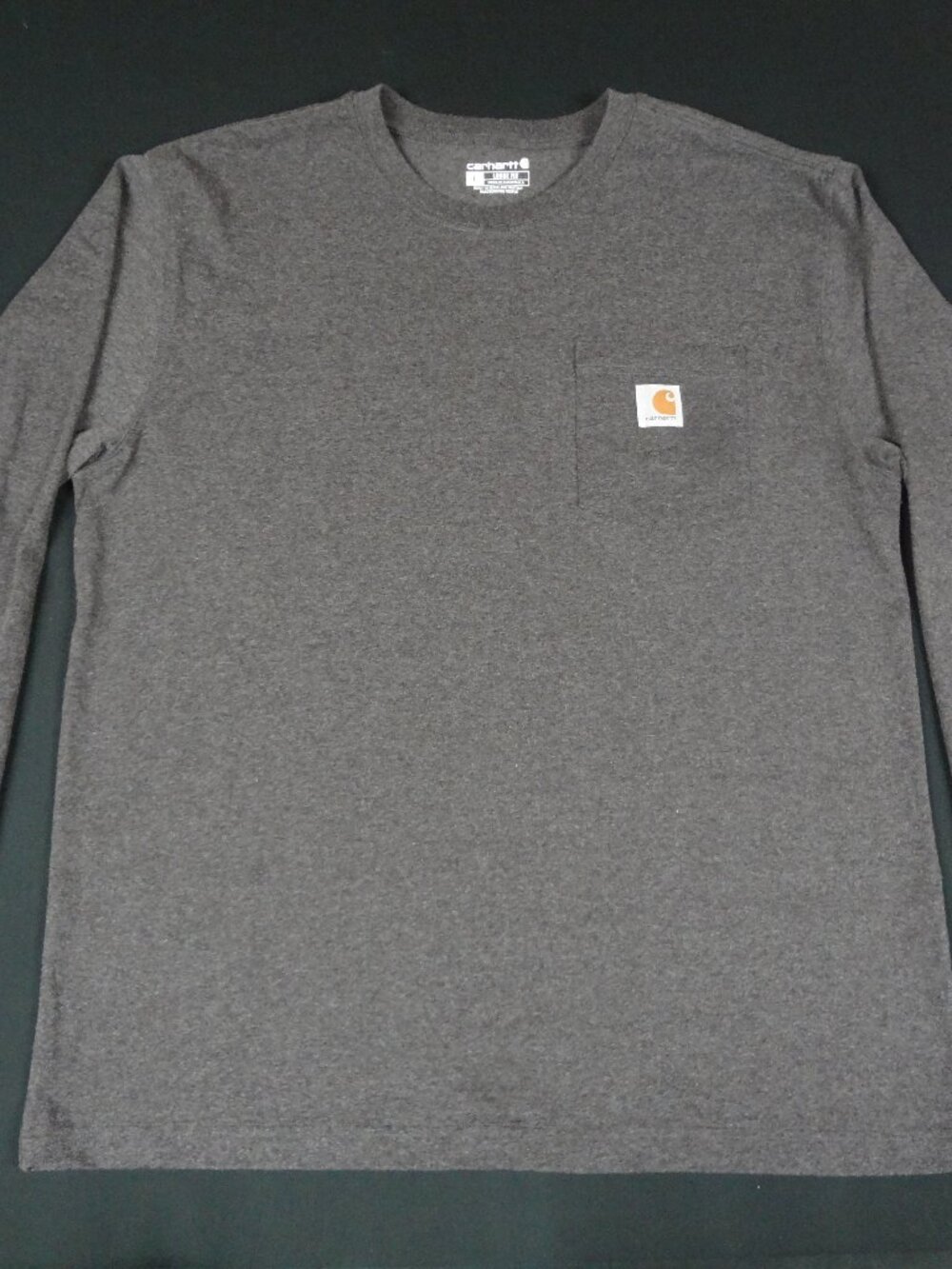 CARHARTT LOGO ON FRONT POCKET GRAY LARGE LOOSE FIT LONG SLEEVE T-SHIRT L590
